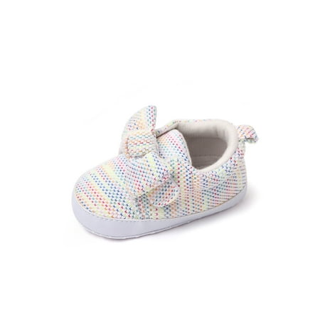 

UKAP Newborn Princess Shoe Comfort Crib Shoes Knit Upper Flats Breathable Sneakers Baby Girls Moccasins Soft Sole Cute White 18-24 months
