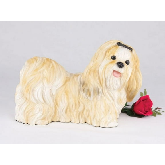 Shih Tzu Gold and White Cremation Pet Urn for a Dog Memorial in remembrance of your beloved family pet
