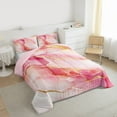 thumbnail image 4 of Feelyou Fashion Abstract Stripe Bedding Comforter Set for Adult, Chic Marble Ombre Twin Comforter Sets, Watercolor Art Pink Reversible Bedding Set, Super Cozy Room Decor, 2 Pieces, 4 of 9
