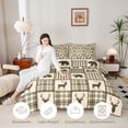 thumbnail image 3 of Manfei Wildlife Bear Grid Full Size Comforter Sets,Brown Check Pine Bedding Comforter Set,Light Gray Reversible,3pcs,1 Comforter and 2 Pillowcases, 3 of 7
