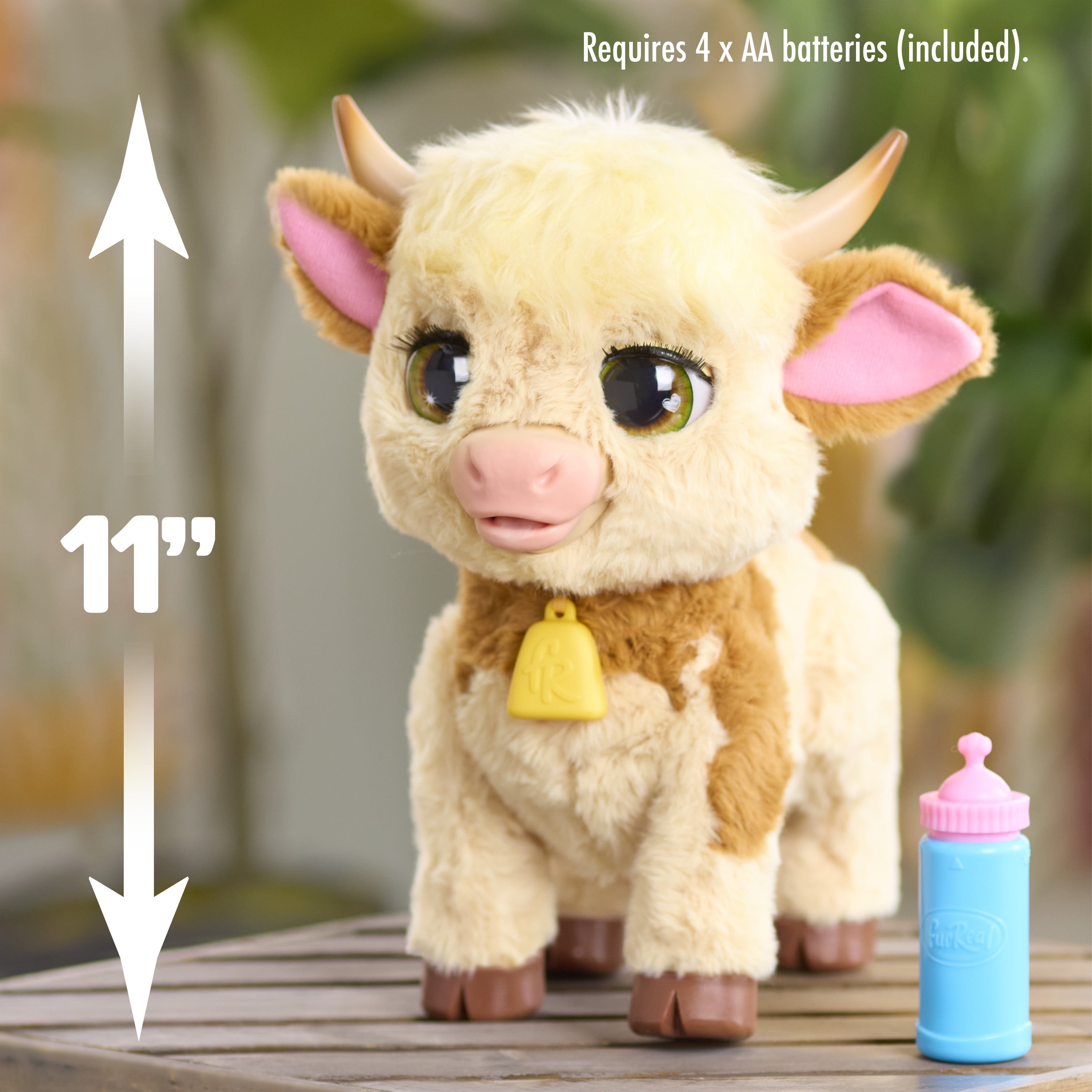 furReal Maggie the Feed & Follow Cow, 11 Inch Interactive Plush Cow, Boys and Girls Ages 4 Up