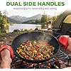 Pre-Seasoned Cast Pan-5.8 QT Heavy Duty Non-Stick Iron Chinese Wok or Stir Fry Skillet w/Wooden Lid, for Electric Stove Top, Induction, Large, Black