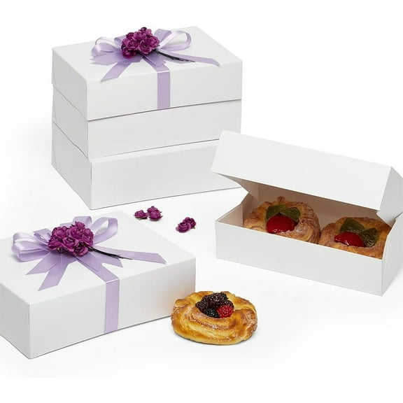 100ea - 5x5x2 White Matte Premium Auto-Popup Bakery Box | Width: 5"