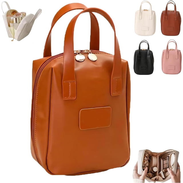 Eretinputc Bolsa de maquillaje, 2024 Nueva bolsa de maquillaje premium, nueva bolsa de maquillaje premium con cremallera, bolsa de maquillaje premium (marrón)