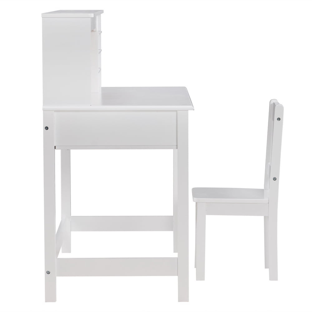 Lowestbest Painted Student Table and Chair Set A, 5-layer Desktop with Multifunctional, White