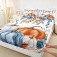 thumbnail image 3 of Manfei Fall Pumpkin Queen Sheet Sets,Rustic Maples Leaves Flat Sheet,Blue White Brown Queen Fitted Sheet For Children,Breathable Home Decor,4pcs, 3 of 7