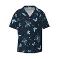 thumbnail image 2 of Lsque Beautiful Butterflies print Men's Cuban Collar Short Sleeve Shirt Summer Beachwear Casual Button Down Fashionable Vacation Leisure Shirt-XX-Large, 2 of 7