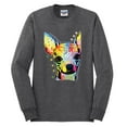 thumbnail image 2 of Wild Bobby Dean Russo Colorful Chihuahua Dog Lover Men Long Sleeve Shirt, Heather Black, Small, 2 of 5