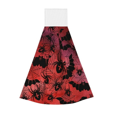 

Gaeub Bats And Spiders Print Hand Towels with Hook Hanging Tie Towels Coral Velvet Dishtowels for Bathroom Restroom Home Decor