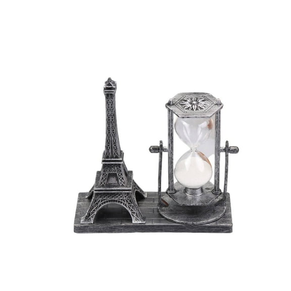 GJX Sand Timer,Eiffel Tower Design Hourglass,Resin Base for Durability Vintage Worn Finish Vintage Decorative,Silver