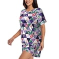 thumbnail image 2 of Bingfone Plaid Flamingo Print Pajamas Sets for Women Soft Short-Sleeved Pjs with Lounge Shorts Two Piece Sleepwear, 2 of 8