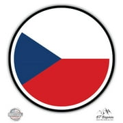 Czech Republic Flag - 3" Vinyl Sticker - For Car Laptop I-Pad Phone Helmet Hard Hat - Waterproof Decal