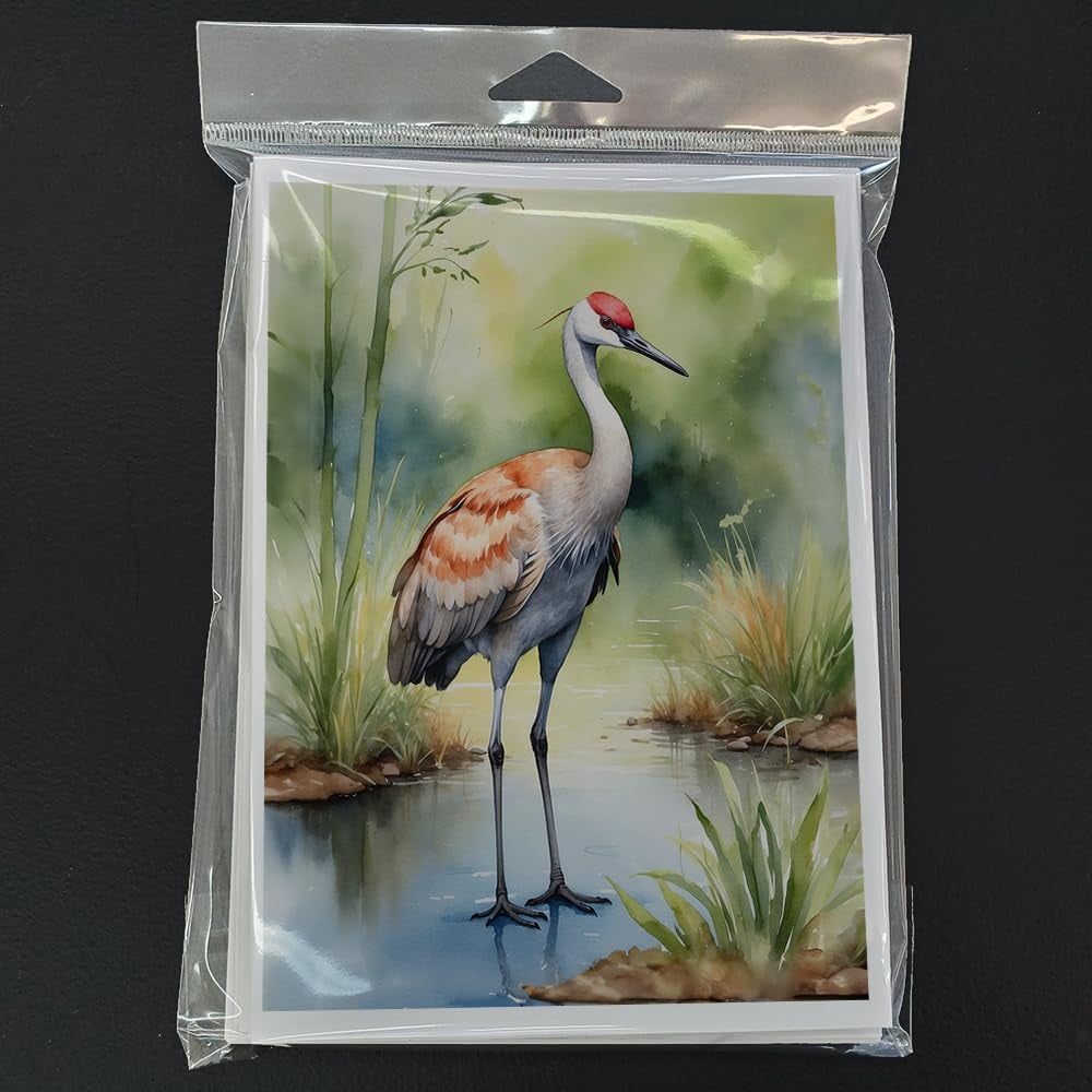 Carolines Treasures DAC7479GCA7P 5 x 7 in. Sandhill Crane Greeting Cards - Pack of 8