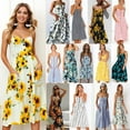 thumbnail image 2 of AMERTEER Robes à Imprimé Floral pour Femmes Été Aguichant Col en V Robe Longue Élégante Décontractée Sans Manches Dos Nu Robe de Soirée, 2 of 2
