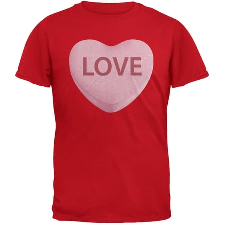 Tee's Plus - Valentine's Day Pink Love Candy Heart Red Adult T-Shirt ...