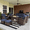 Brown /Navy Blue, variant on LayinSun 7 Pieces Outdoor Patio Furniture Set with Fire Pit Table, Rattan Wicker Sectional Swivel Rocker Chairs Sets