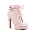 thumbnail image 1 of Unique Bargains Women's Platform Lace Up Strap Block Heels Ankle Boots, 1 of 7