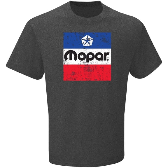 Mopar Distressed Classic Logo Heather Grey Short Sleeve Shirt Official Licensed (2XL)
