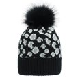 thumbnail image 1 of Tuque Léopard pour Femmes Douce Épaissie avec Pompon Bonnet Tricoté Tuque d'Hiver, 1 of 10