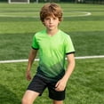 thumbnail image 2 of LIIPEE Summer Outfits For Boys Athleisure Stripes Print Short Sleeve Tees Solid Color Shorts 2 Piece Set Kids Quick Drying Breathable Fashion Sports Outfit Sets,7-8 Years, 2 of 6