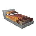 thumbnail image 2 of Ambesonne Animal Fitted Sheet & Pillow Sham Set, Dark Cat Mystic Picture, Twinxl, Orange Brown, 2 of 2