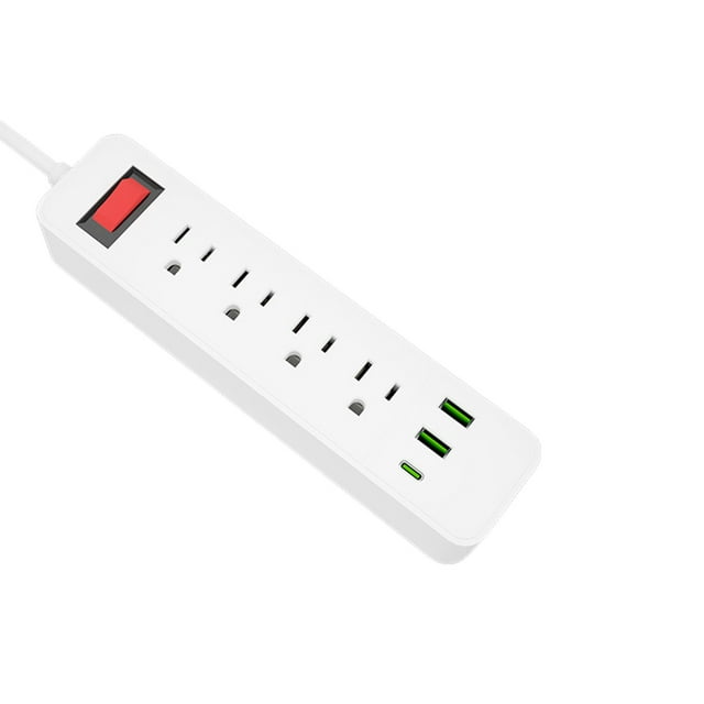 Barre d'Alimentation Multiprise Blanche avec Cordon d'Extension, Multiples Prises Usb pour Bureau et Dortoir, Parasurtenseur de 78,7 Pouces avec Prises de Sécurité pour Enfants