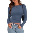 thumbnail image 4 of Zeagoo Womens Long Sleeve Top Stretch Crewneck Ribbed T-Shirt Fitted Basic Tops Business Casual Outfits, 4 of 6