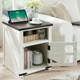 thumbnail image 4 of PieDle 24'' Squre End Table Set of 2,Modern Nightstand Sofa Table with Glass Door, Side Table for Living Room, Bedroom, White, 4 of 7