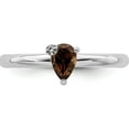thumbnail image 5 of Sterling Silver Rhodium-Plated Pear Smoky Quartz & White Topaz Ring (Size 7) Made In Thailand qr7422sq-7, 5 of 5