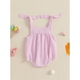 thumbnail image 5 of Suealasg Baby Girl Plaid Sleeveless Bodysuit Ice Cream Embroidery Tie Shoulder Romper Summer Clothes, 5 of 9