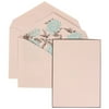 JAM Paper Wedding Invitation Set, Large, 5 1/2 x 7 3/4, Black Border Floral Set, White Card with Blue Floral Lined Envelope, 100/pack
