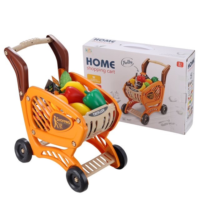 Carrito de Supermercado Infantil de Juguete con Accesorios, Carro de Compras para Ninos