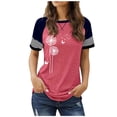 thumbnail image 1 of T-shirts pour Femmes, Mode Décontractée Imprimée, Col Rond, Manches Courtes, Chandail-Over, T-Shirts pour Femmes, Rouge Melon D\'eau S, 1 of 4