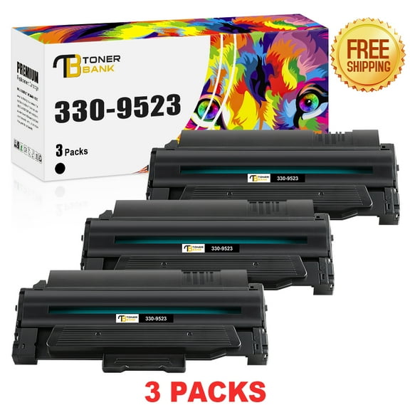Toner Bank Compatible for Dell 1130 Black Toner Cartridge Dell 330-9523 1130 1130N 1133 1135N Printer Ink Office Supplies Household, Black 3-Pack