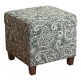 thumbnail image 1 of HomePop Cole Pouf de Rangement Carré Transitionnel en Bois et Tissu, Bleu, 1 of 6