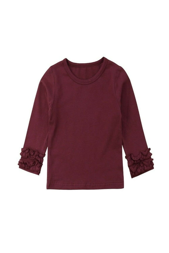 Toddler Baby Kids Girl Cotton Long Sleeve Solid Color Tee Tops T-Shirt Clothes