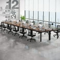 thumbnail image 1 of Tribesigns 13FT Large Conference Table, Modern 6.5FT x 2.3FT Meeting Room Table with Metal Frame, Seats 12-16 People, Rustic Brown, 1 of 5