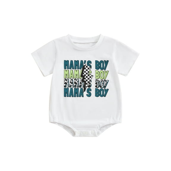 Newborn Baby Boy Summer Letter Print Short Sleeve Romper One Piece T-shirt Bodysuit
