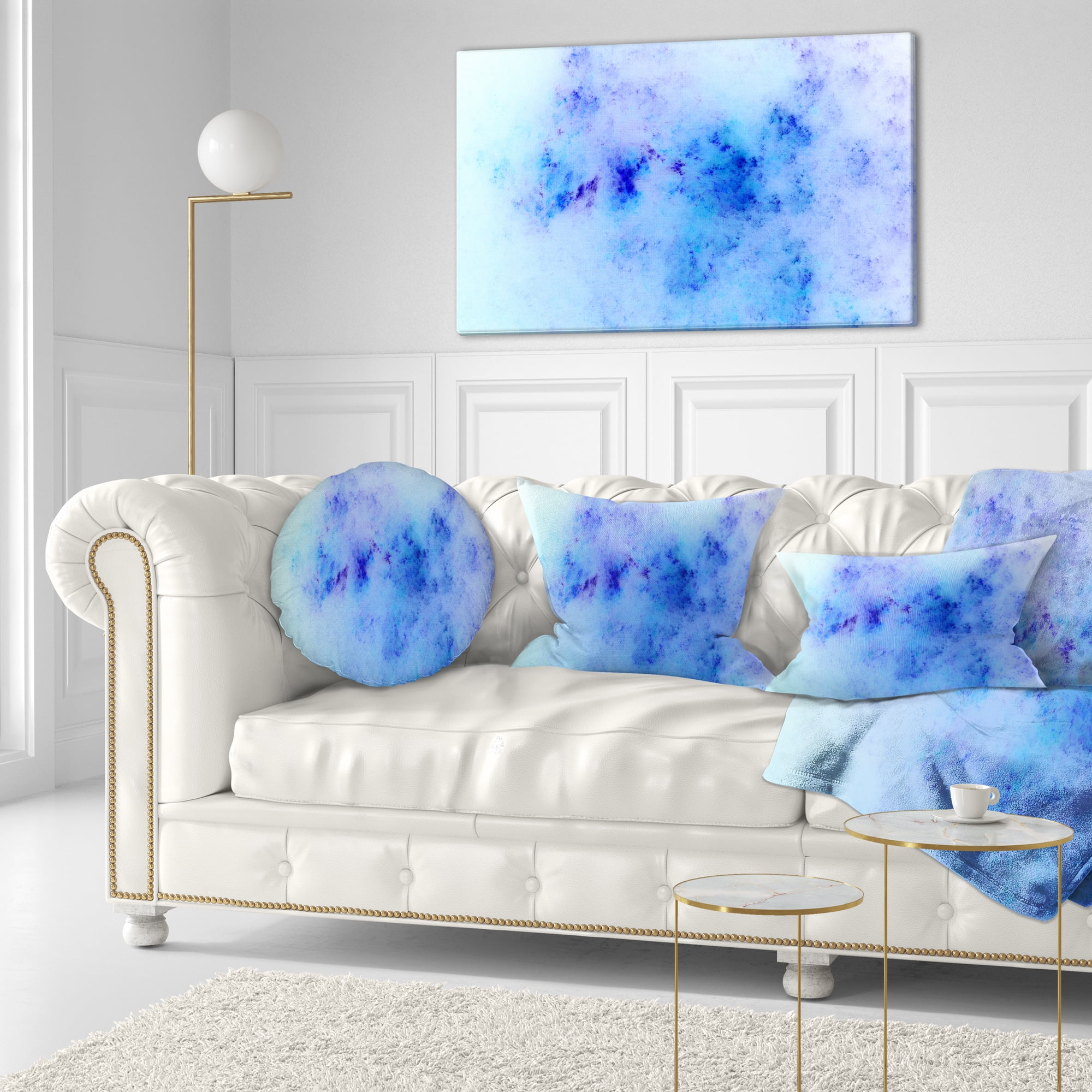 Designart Light Blue Starry Fractal Sky - Abstract Throw Pillow - 12x20