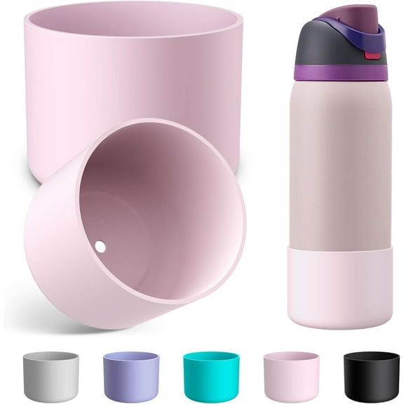 2PCS Silicone Water Bottle Boot for Owala 24oz 32oz 40oz, Anti-Slip Protective Sleeve Bottom Bumper Protector for FreeSip, Twist, and Flip Stainless Steel Water Bottles