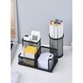thumbnail image 6 of Qnjujn Pen Holder for Desk, Mesh Desk Organizer set 3 Compartments pens holder, Mail Organizer Letter Holder Home Office Supplies Caddy Storage Baskets for Desktop Accessories Black, 6 of 7