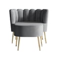 thumbnail image 3 of Castle Place Modern Luxury Upholstered Velvet Chair with Stool, Light Grey, 3 of 5