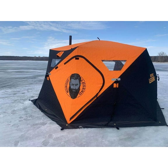 Nordic Legend AURORA LODGE 12' x 12' x 7.5" Tall Portable Ice Fishing Shelter with Single Door