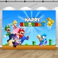 thumbnail image 3 of Fondo personalizado con nombre y edad, tema de Super Mario Bros, fondo para fiesta de cumpleaños de niños y niños, pancarta para baby shower, accesorios de decoración, 3 of 5