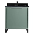 thumbnail image 2 of Fine Fixtures Opulence Collection 30 in. W x 18 in. D x 33 in. H Bathroom Vanity in Mint Green with Black Marble Sintered Stone Sink - Black hardware, 2 of 8