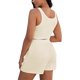 thumbnail image 3 of Conjuntos de 2 piezas para mujer ATHLECHIC, tops cortos de punto acanalado y pantalones cortos con bolsillo M en color albaricoque, 3 of 5