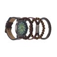 thumbnail image 2 of American Exchange Men's Faux Leather Analog Watch and 4 Piece Bracelet Set, Green Sunray/Cognac, 2 of 3