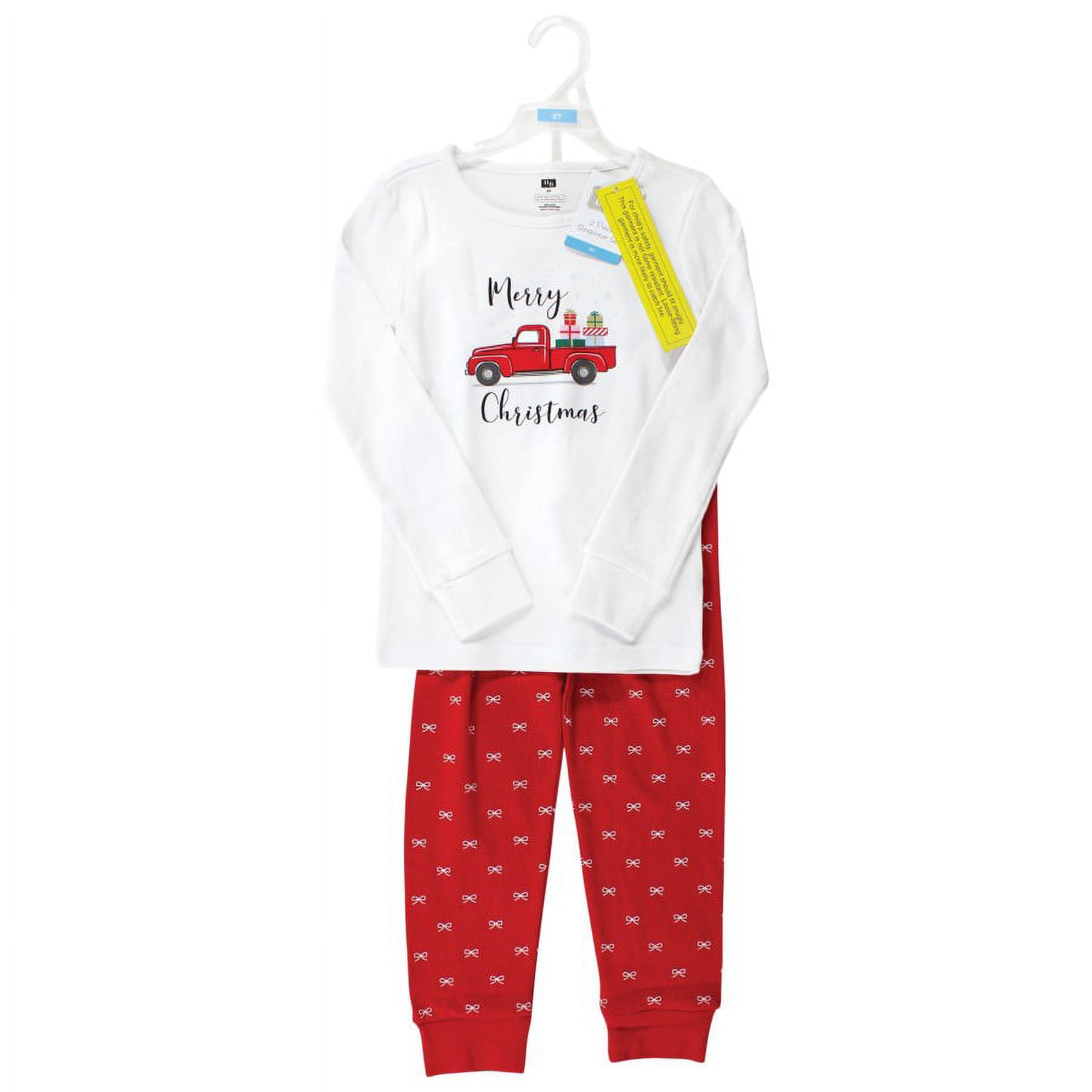 Hudson Baby Child Girl Cotton Pajama Set, Red Truck Bows, 8 Years