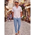 thumbnail image 3 of RICHCOIN Men Casual Pants Regular Fit Elastic Waist Lightweight Trousers Pleated Dress Pants For Men Beach with Pocket, 3 of 7