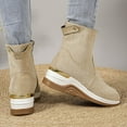 thumbnail image 6 of Lovzfmll Ankle Boots for Women, Plus Size Wedge Suede Side Zipper, Chunky Low Heel Round Toe Boots Casual Fall Khaki Boots, 6 of 9